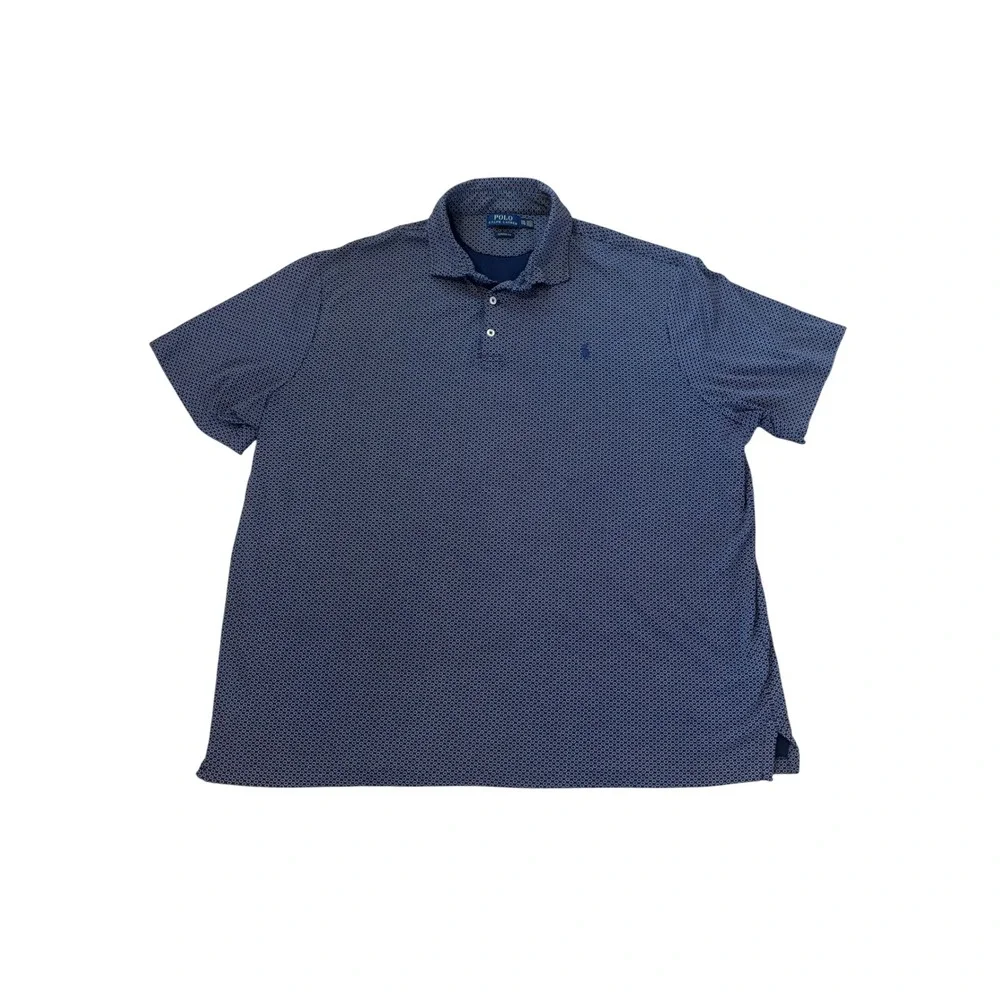 Polo Ralph Lauren Mens XXL Classic Fit Navy Blue Geometric Circle Polo Shirt